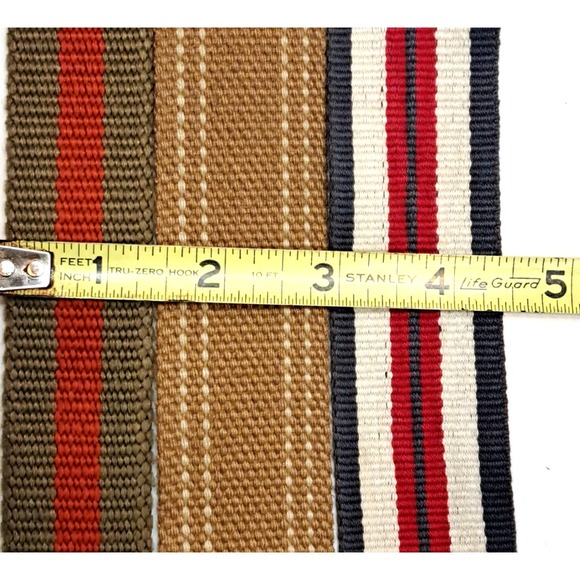 Canvas Belts Lot Of 3 Mens Belt Casual Retro Outdoors Preppy Classic Striped - Picture 5 of 8
